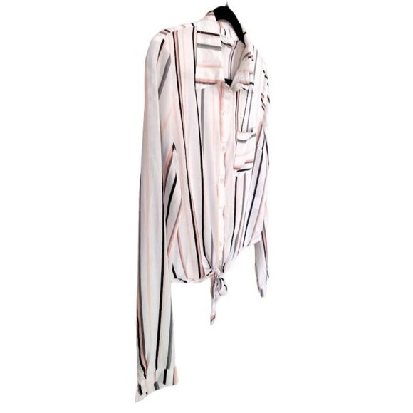 Forever 21 Contemporary Womens Striped Button Down Front Tie Top Size Small - Picture 4 of 7